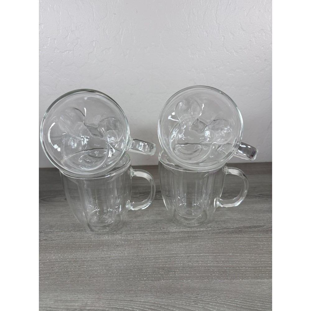 JoyJolt Disney Mickey Mouse 3D Double Wall Insulated Glass Mugs 10oz Set of 4